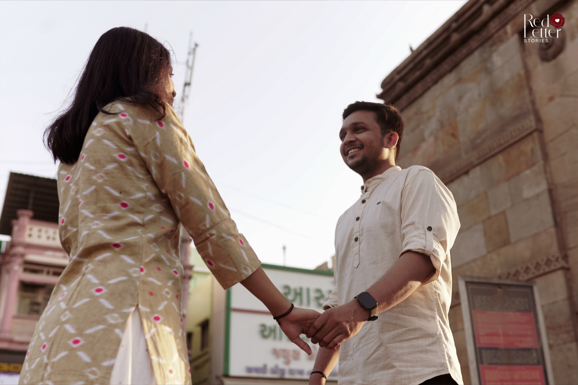 Wide landscape couple portrait